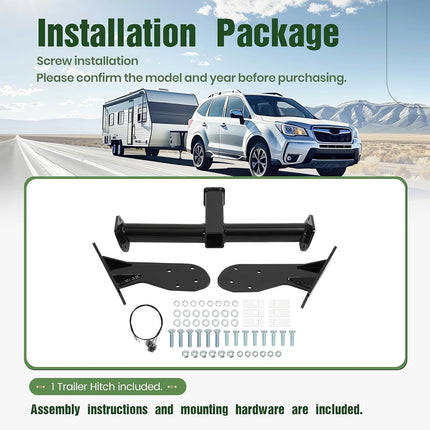 Attelage de remorque ALMULOO Classe 3 2" compatible avec Subaru Forester 2014-2018, en acier thermolaqué noir, attelage de remorque pour pare-chocs arrière