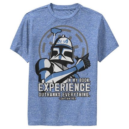 Fifth Sun Star Clone Wars Outranks Everything Boy's Performance Tee, Royal Blue Heather, X-Large