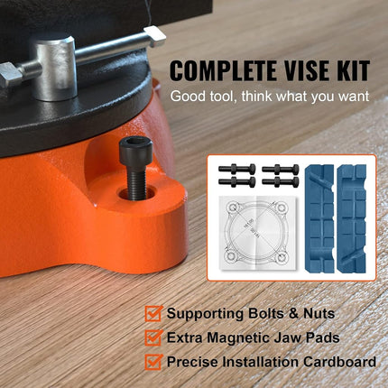 VEVOR 6-inch Jaw Width 5.9-inch Jaw Opening Heavy Duty Ductile Iron Workbench Vise with Anvil, Black