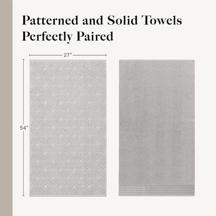 Modern Threads 6 Piece Set, 2 Bath Towels, 2 Hand Towels, 2 Washcloths Yarn Dyed Diamond Gate Jacquard Towel Set Silver