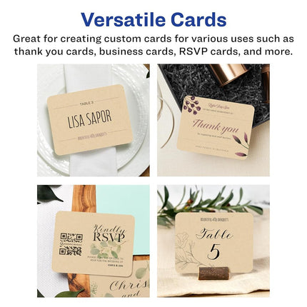 Avery Printable Rectangle Rounded Corner Postcards with Sure Feed Technology, 4.25" x 5.5", Kraft Brown Cardstock, Print-to-the-Edge, Laser/Inkjet Cards, 50 Total