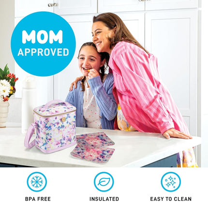 Sac à lunch isotherme Fit & Fresh pour enfants garçons et filles, sac à lunch pour enfants avec 2 sacs à collation réutilisables, boîte à lunch scolaire, Cypress Tie Dye Rose Multicolore