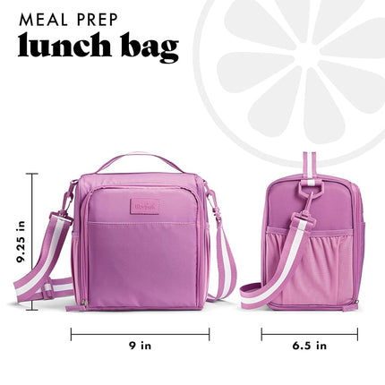 Fit & Fresh BREE Meal Prep Lunch Box With Containers, Ice Pack, and Shaker Bottle For Men and Women, 6pc. Meal Prep Kit Lunch Bag With Containers Included, Mauve