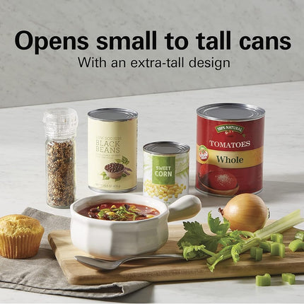 Hamilton Beach Electric Extra-Tall Can Opener with Removable Cutting Unit, Built-in Knife Sharpener, Cord Storage, 76380J