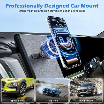 ALAFLY Designed for Hyundai Ioniq 5 Phone Mount, Magnetically Attaches to Metallic Dashboard for 2024 2025 Hyundai Sonata Kona & 2022-2025 Ioniq5 2026 Ioniq 9 [Compatible with MagSafe]
