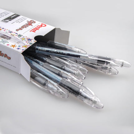 Pentel Sparkle Pop Metallic Gel Pen, (1.0mm) Bold Line, Black/Red Ink, Box of Pens (K91-DA)