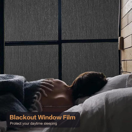 Blackout Privacy Window Room Darkening Film Light Blocking Tint Sticker Insulation Glass Door Cover Paper 100% Visible Light Transmittance Blocking Static Cling for Day Sleep 17.5 Inch x 13.1 Feet