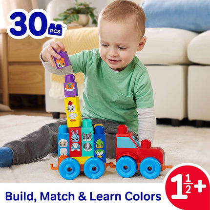 MEGA BLOKS First Builders Build & Match Animal Tractor Toddler Blocks Toy