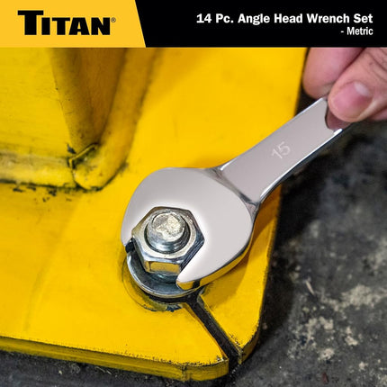 Titan 17284 14-Piece Metric Angle Head Open End Wrench Set