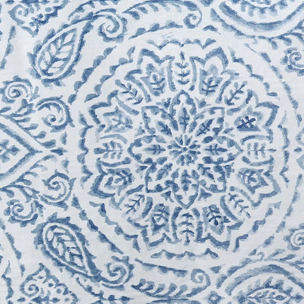 Threadmade Elrene Home Fashions Savannah Boho Paisley Water- and Stain-Resistant Vinyl Tablecloth with Flannel Backing, 60 Inches X 84 Inches, Rectangle, Blue
