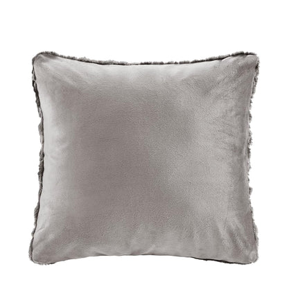 Comfort Spaces Luxurious & Fuzzy Soft Ruched Faux Fur Plush Throw Blanket Set with 2 Matching Square Pillow Covers, for Sofa,Chair, Couch, Living Room, Home Office, Grey 50"x 60"
