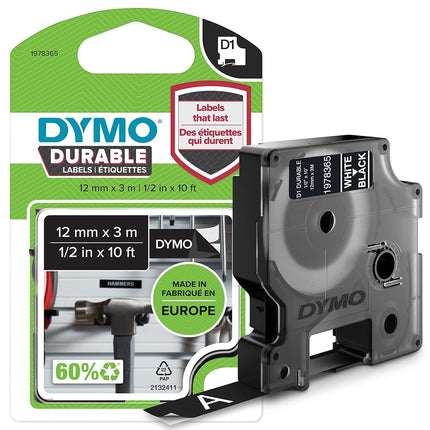 DYMO Authentic D1 Durable Labels | White Print on 
