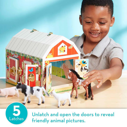 Melissa & Doug Latches Wooden Activity Barn | Farm Toys for Kids, Set with Animal Figures | Age 3+