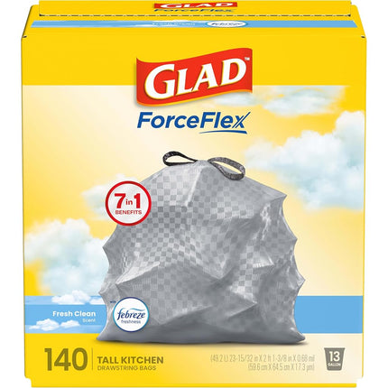 Glad ForceFlex Tall Kitchen Trash Bags, 13 Gallon,