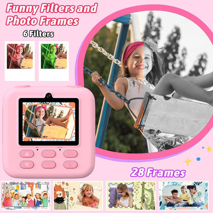 Upgrade Kids Camera Instant Print for Boys and Girls, 1080P HD Dual-Lens Selfie Digital Camera with Print Paper & 32G Card, Christmas Birthday Gifts Toys for Toddler and Teenagers Age 3-16 Years Old