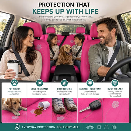 FH GROUP Car Seat Covers, Full Set, Pink