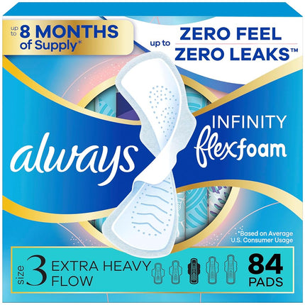 Always Size 3 Extra Heavy Flow Absorbency with Wings Infinity Pads, 28 Count (Pack of 3)