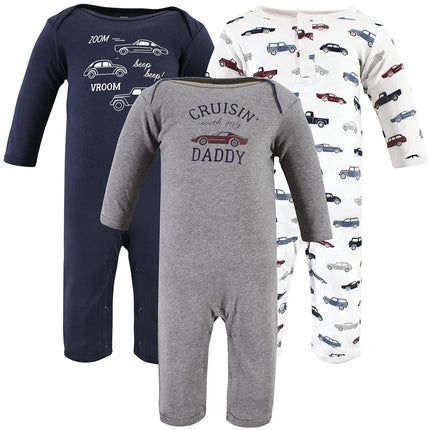 Hudson Baby baby-girls Cotton Coveralls, Cars, 0-3 Months