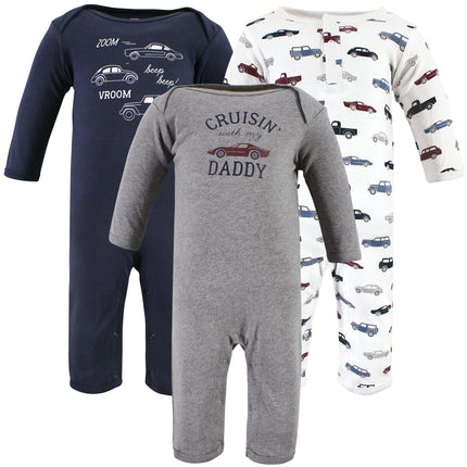 Hudson Baby baby-girls Cotton Coveralls, Cars, 0-3