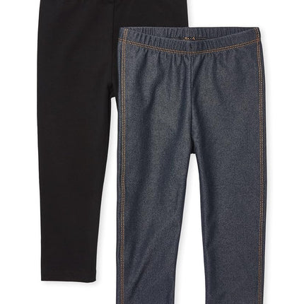 The Children's Place Leggings pour bébés et tout-petits filles, lot de 2 noir/indigo véritable, 4T