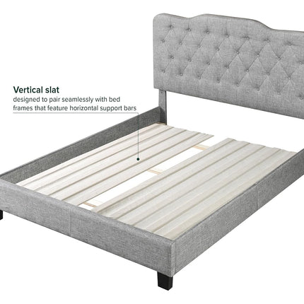 Zinus Annemarie Somier de listones de madera maciza / Cubierto de tela / Base de plataforma, King