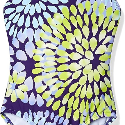 Kanu Surf Girls' Daisy Beach Sport 1-Piece Swimsuit, Daisy Purple, 14