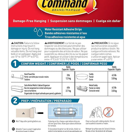 Command Shower Caddy with Water Resistant Command Strips, Satin Nickel, Easy to Open Packaging Bathroom Decor
