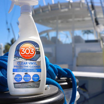 303 Marine Clear Protective Cleaner - Cleans and Protects Vinyl and Plastics, Provides Superior UV Protection, Prevents Yellowing and Cracking, 32oz (30215) Packaging May Vary