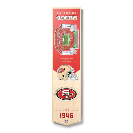 NFL San Francisco 49ers Levi's Stadium Banner 3D de estadio-8x32Banner 3D de estadio - 8"x 32", Colores del equipo, 8" x 32"