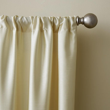 Elrene Home Fashions Versailles Faux-Silk Room-Darkening Curtain Panel, Blackout Curtain with Rod Pocket, 52 Inches by 95 Inches, Ivory, 1 Panel