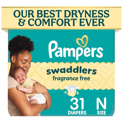 Pampers Baby Diapers - Swaddlers - Size 0, 31 Count, Ultra Absorbent Disposable Newborn Diaper