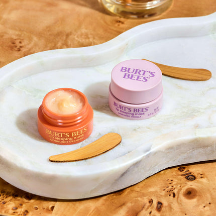 Mascarilla labial de noche de lavanda y vainilla de Burt's Bees, con ácido hialurónico y escualano hidratante para hidratar los labios al instante, tratamiento labial, 12.7 g.