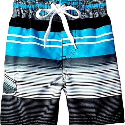 Kanu Surf Big Boys Echo Stripe Swim Trunks Black 14/16