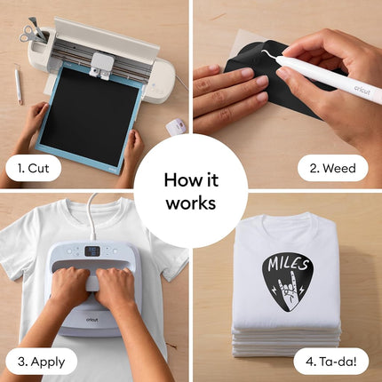 Cricut HTV Heat Transfer Vinyl | 1.5 m | White | Iron-On HTV Vinyl for Fabric, Perfect for Custom T-Shirts & DIY Clothing