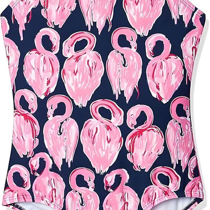 Kanu Surf Traje de baño de una pieza Daisy Beach Sport para niñas, Hallie Azul Marino Flamenco, 14
