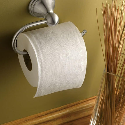 Moen Preston Collection Spot Resist Brushed Nickel Single Post Toilet Paper Holder, Wall Mounted Toilet Roll Holder, DN8408BN
