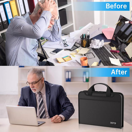 ENGPOW Accordion File Organizer, Fireproof 5200°F Expanding File Folder with 13 Pockets Document Organizer with Handle & Labels, Portable Home Office Travel Safe Storage for Letter A4 Files, Black