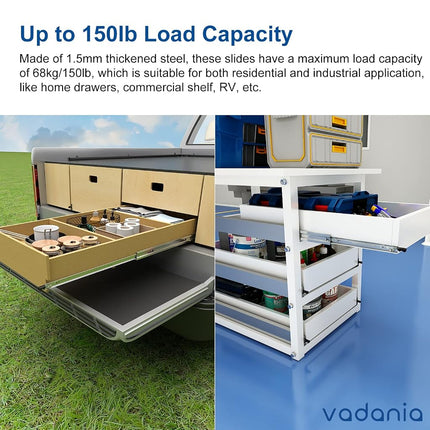 VADANIA 700mm Heavy Duty Drawer Runners with Lock #D51, 1 Pair