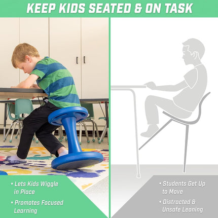 GoSports Silla con Balanceo - Taburete Sensorial para Niños Activos - Silla TDAH para el Aula o el Hogar - Taburete de 18" o 14"