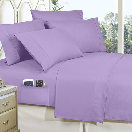 Elegant Comfort Luxury Softest, Coziest 8-Piece Bed-in-a-Bag Comforter Set - Silky Soft Complete Set Includes Bed Sheet Set with Double Sided Storage Pockets, Twin/Twin XL, Lilac