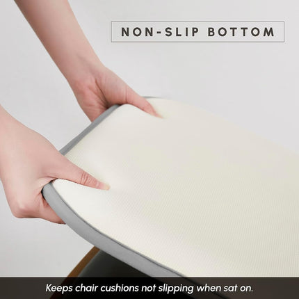 Elegant Comfort 4 Pack Chair Cushion Covers - Skid-Proof Rubber Backing - 16 x 16 Inch - Thick Dining Square Shape Seat Covers - Comfortable Textured Chair Pads with Ties - Thatch Pattern, Gray