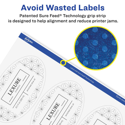 Avery Glossy Clear Oval Labels with Sure Feed, 4.25" x 2.5", 150 Glossy Clear Labels, Laser/Inkjet Printable Labels