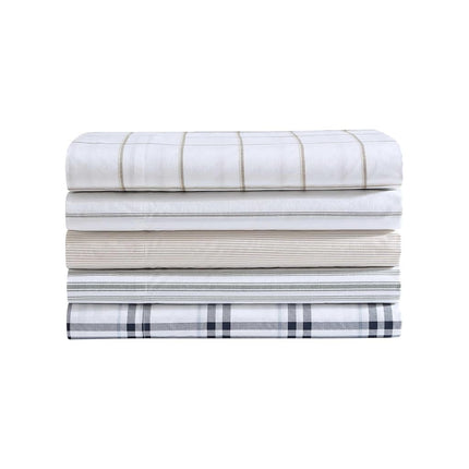 Nautica - Queen Bed Sheets, Lightweight Cotton Percale Bedding Set with Matching Pillowcases, Crisp & Cool, Oeko-Tex Certified (Plot Beige)