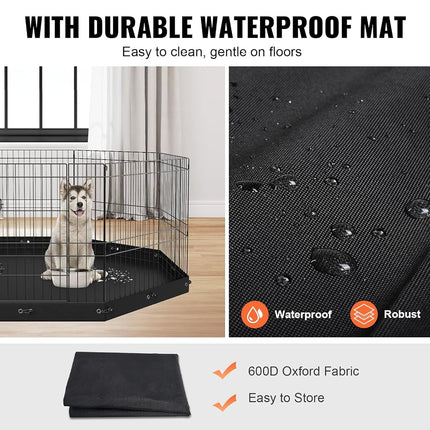 VEVOR Foldable Metal Dog Exercise Pen, Pet Playpen Dog Fence for Camping with Bottom Pad, 24" H 8 Panels, Puppy Crate Kennel Indoor Outdoor for Small & Medium Dogs, Both for Home & Yard Use