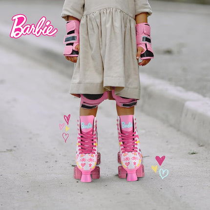 BARBIE Roller Skates for Girls - Adjustable Sizes 12-2, Glitter Wheels, ABEC 5 Bearings - Durable PVC Material, Foam Shoe Lining - Perfect for Active Fun and Adventures, Size 12-2