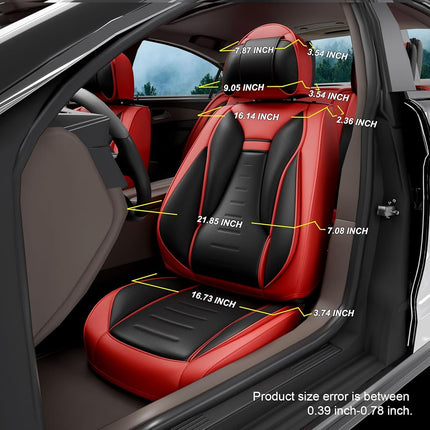 SLARY 5PCS Angel Wings Front and Back Car Seat Covers Auto Interior Accessories with Water Proof Nappa Leather for Cars SUV Pick-up Truck Universal Comfortable and Breathable (Full Set, Martha Red)