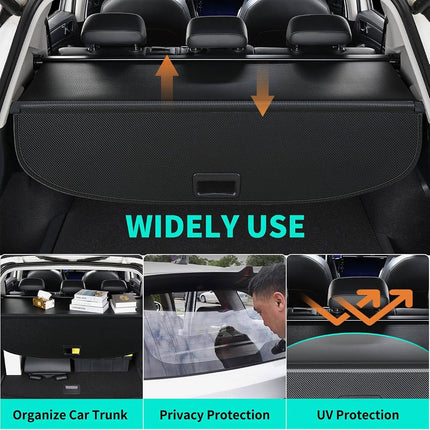 Retractable Cargo Cover for Jeep Cherokee Accessories 2019 2020 2021 2022 2023, Rear Trunk Cover Organizer for Jeep Cherokee 2019-2023, Luggage Privacy Anti-Peeping Security Shield Shade, Carbon Fiber