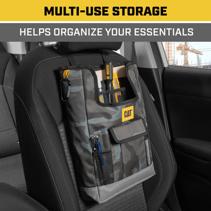 Cat� Car Front Seat Organizer, Back Seat Storage with Adjustable Straps, Truck Seat Organizer for Delivery, Office, Drive, Passenger Seat or Backseat - On Seat Storage for Car, Truck & SUV (Camo)