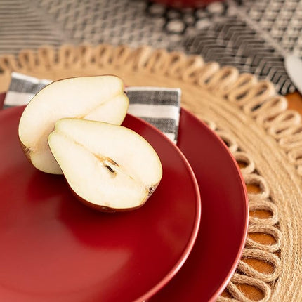 10 Strawberry Street Wazee Matte 8.25" Coupe Salad Plate, Set of 6, Red