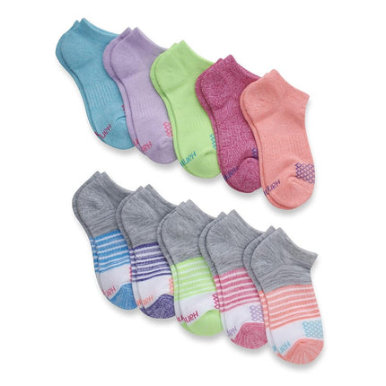 Hanes para niñas protector de talón de ajuste cómodo, paquete de 10 pares, 10 paquetes - surtidos, mediano